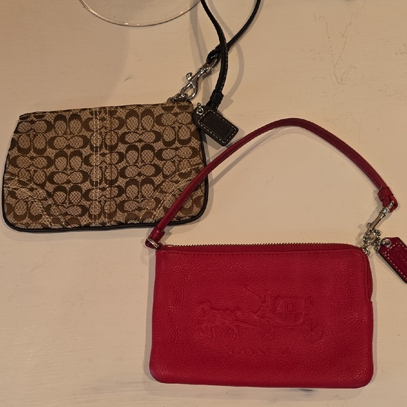 Coach Red and Tan Clutch and Wristlet Set - Picture 1 of 11
